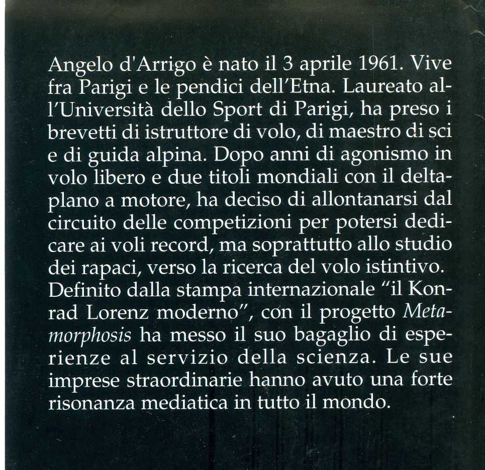 In volo sopra il mondo - Angelo D'Arrigo - Retro Copertina ritagliata